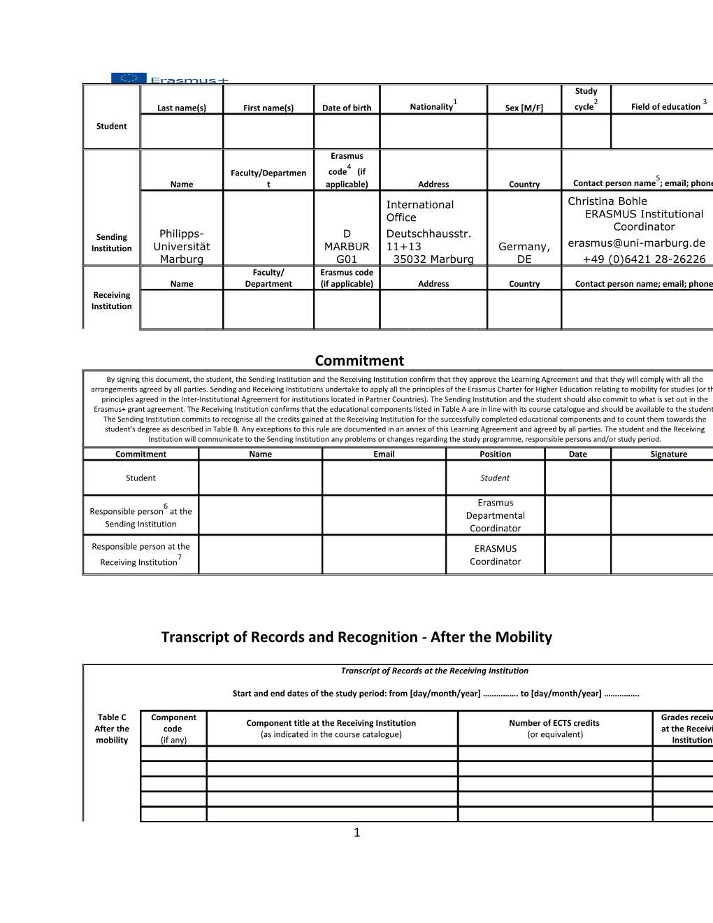 Transcript of Records and Recognition - After the Mobility