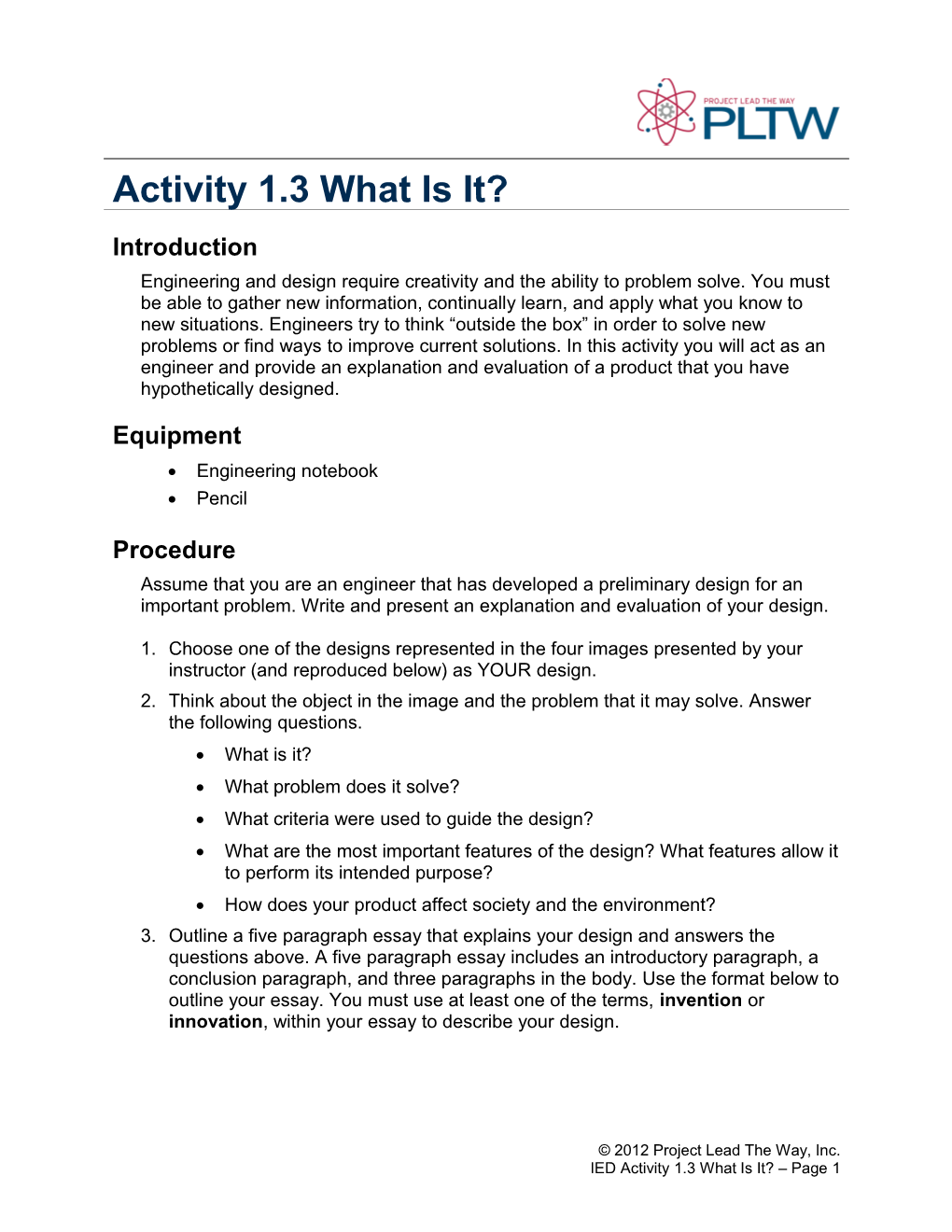 Activity 1.7 What Is It?