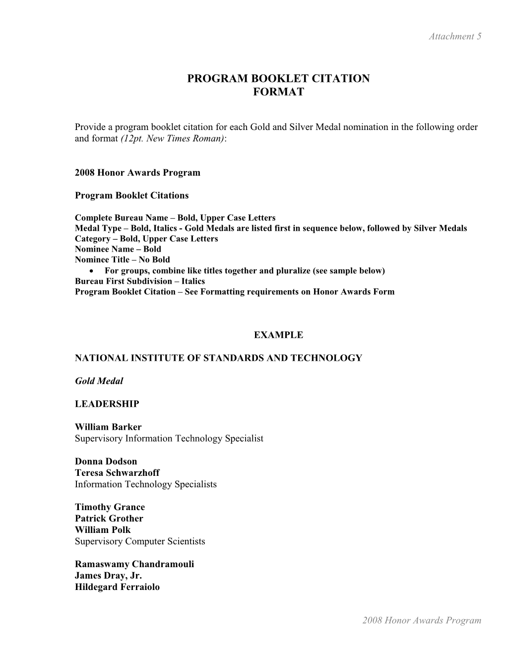 Program Booklet Citation