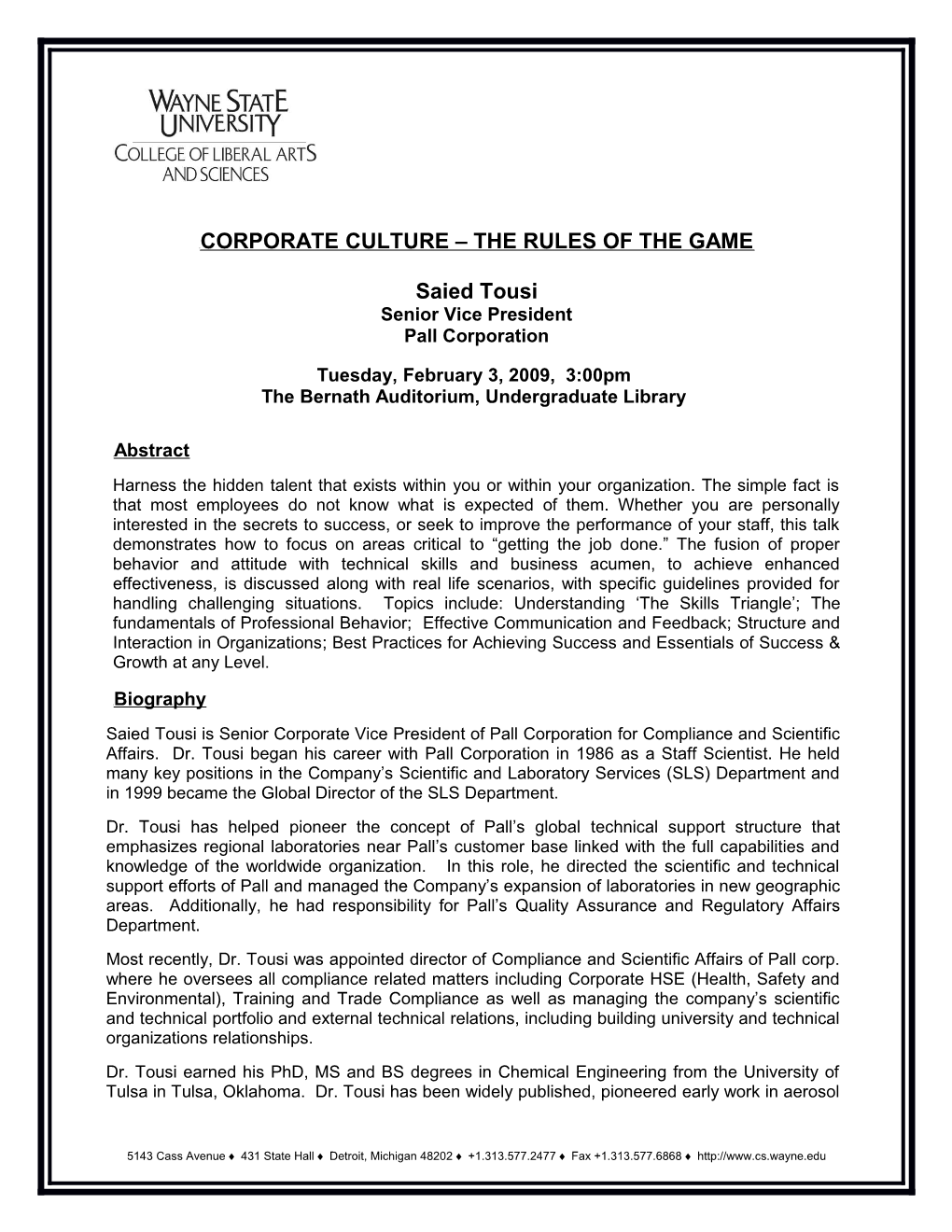 U Corporate Culture the Rules of the Game