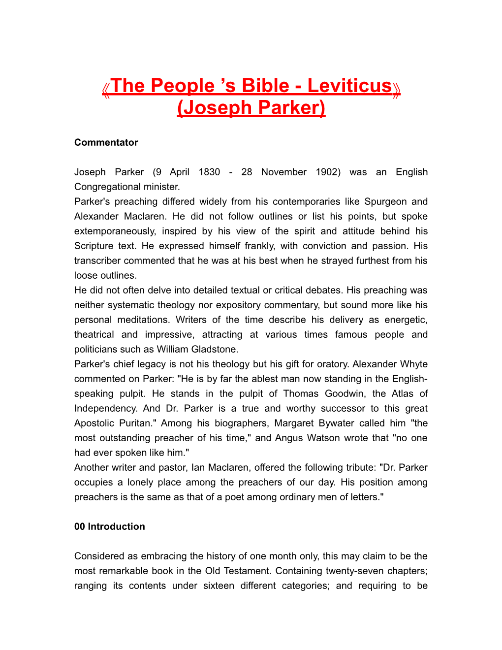 The People S Bible - Leviticus (Josephparker)
