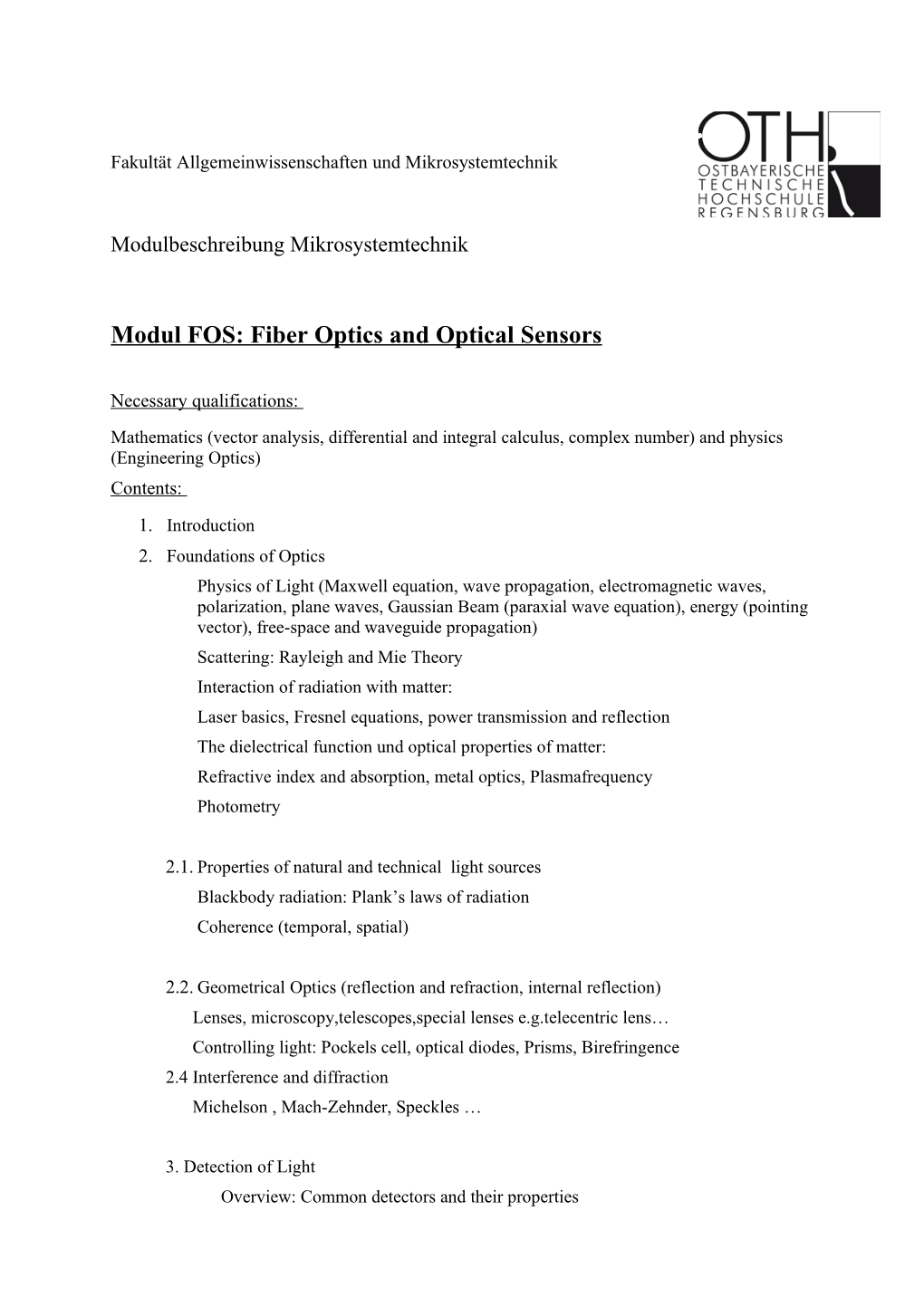 Fakultät Allgemeinwissenschaften Und Mikrosystemtechnik