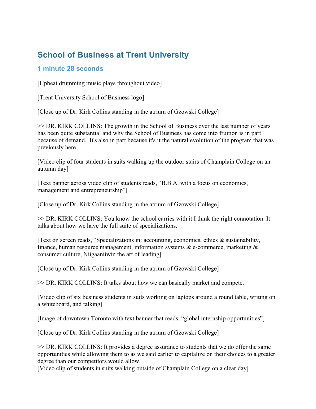 School of Business at Trent University