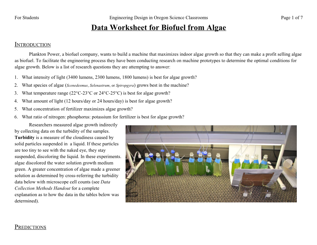 For Studentsengineering Design in Oregon Science Classroomspage 1 of 6