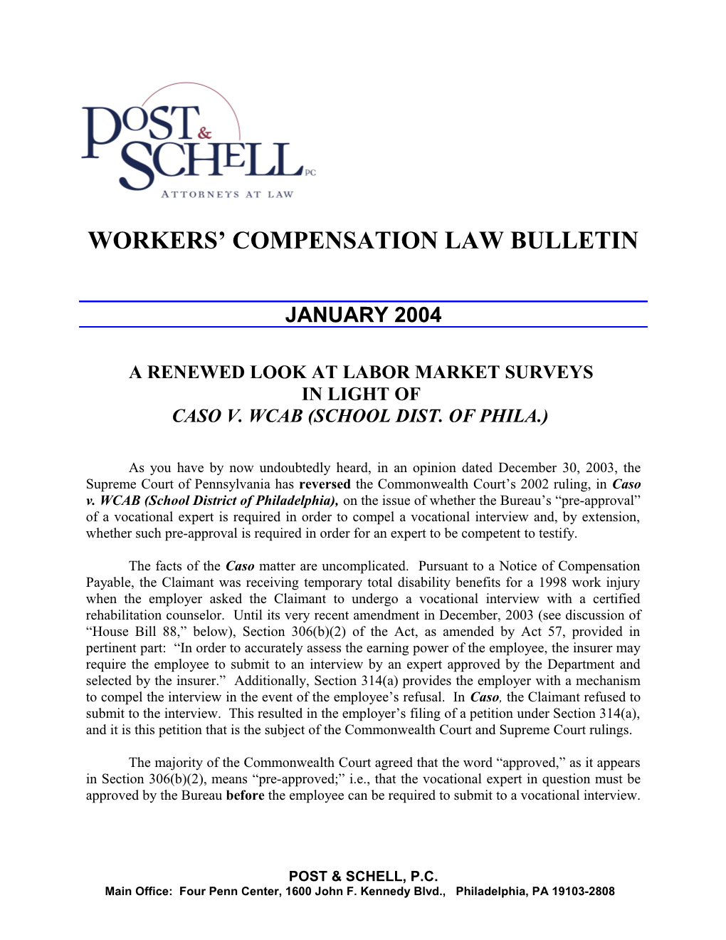 Workers Compensation Law Bulletin