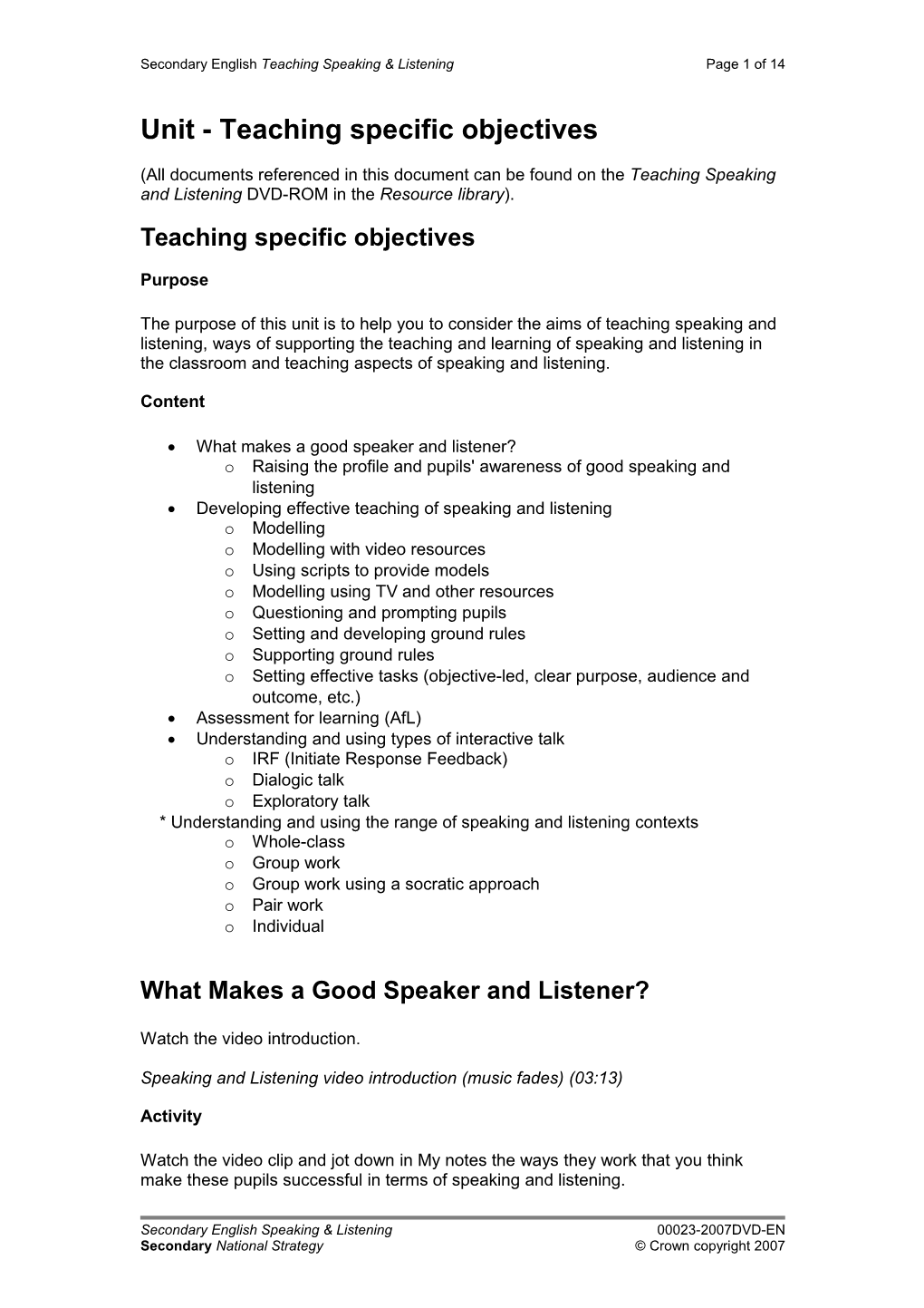 Subject Leader, Unit 2 - Teaching and Assessing