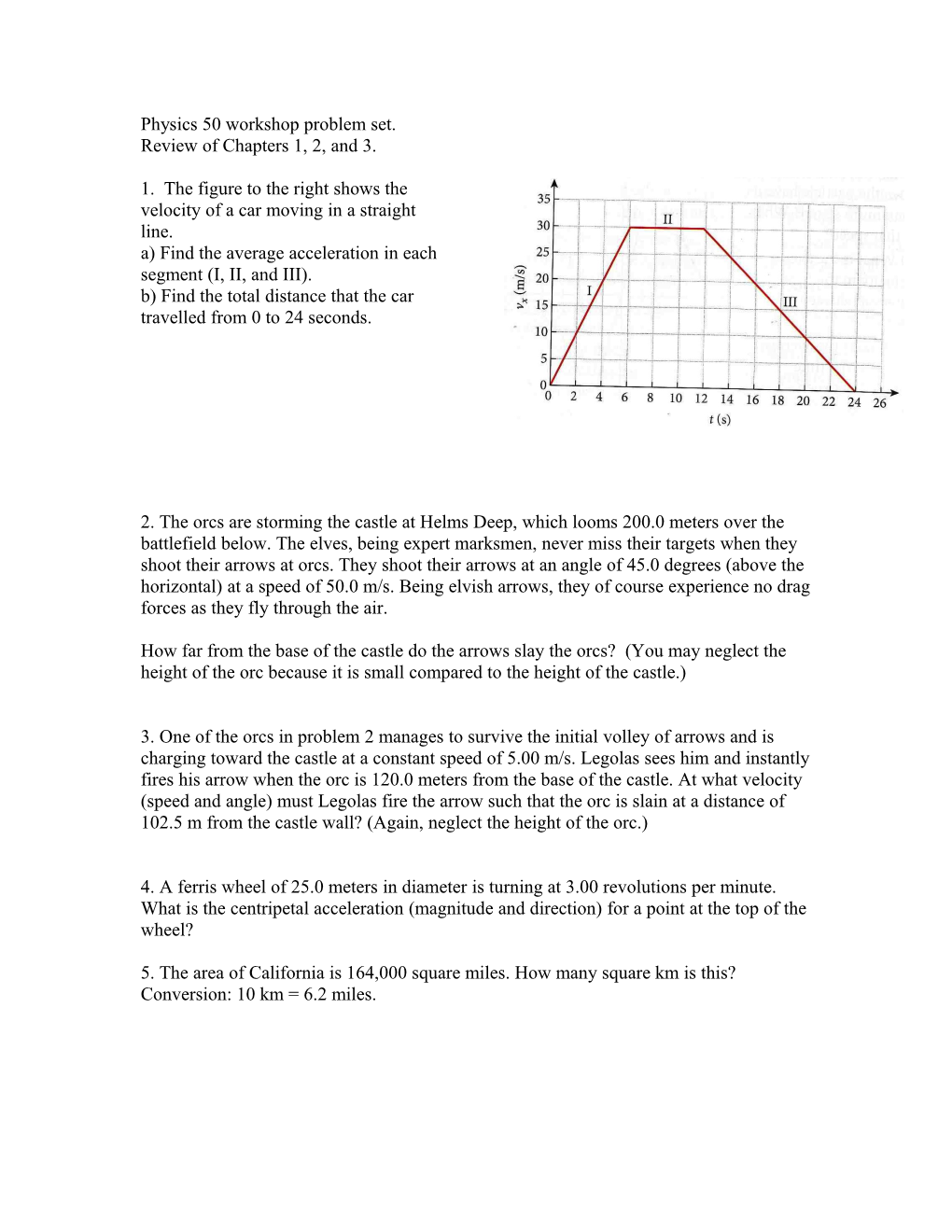 Physics 50 Workshop Problem Set