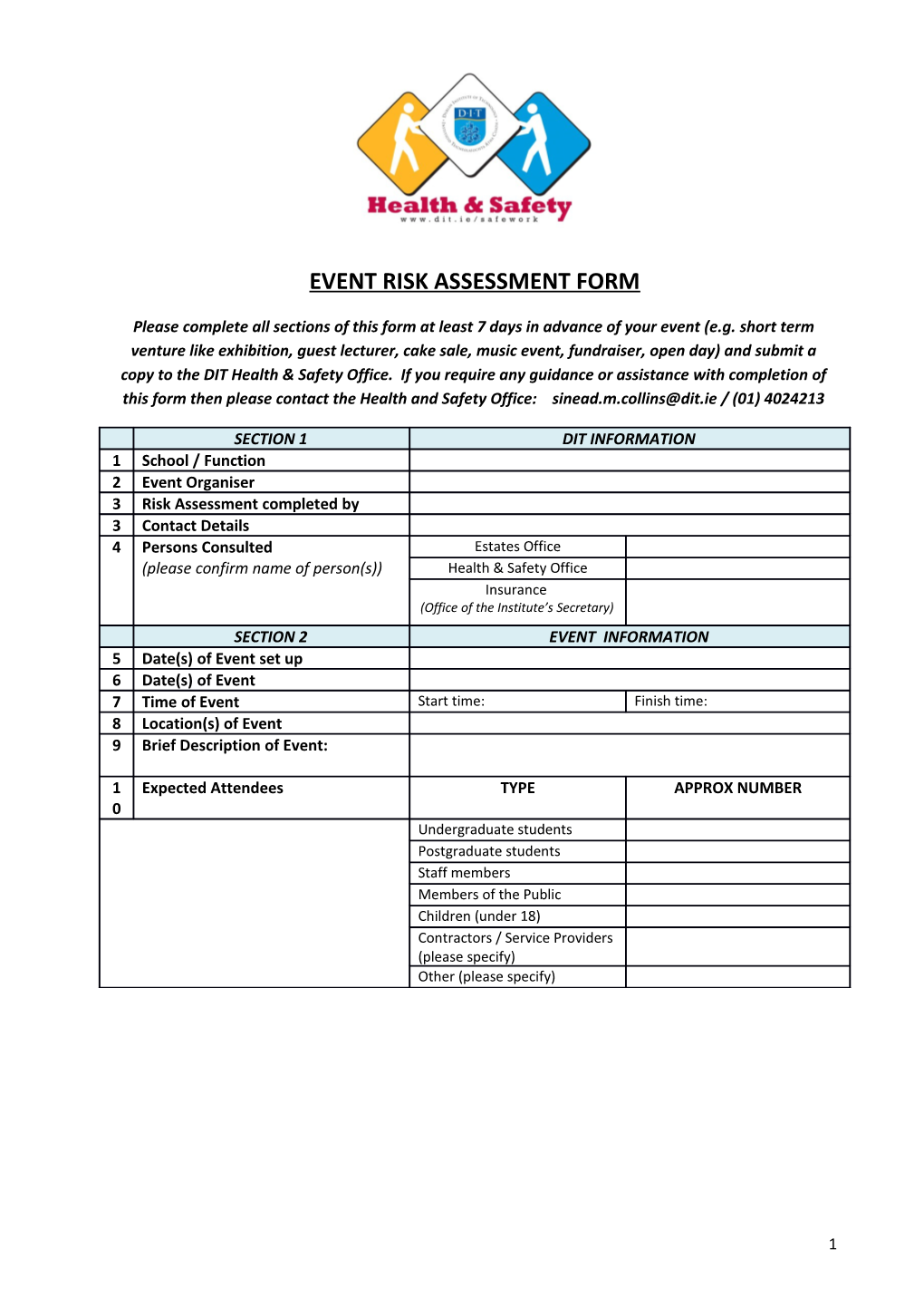 Event Risk Assessment Form