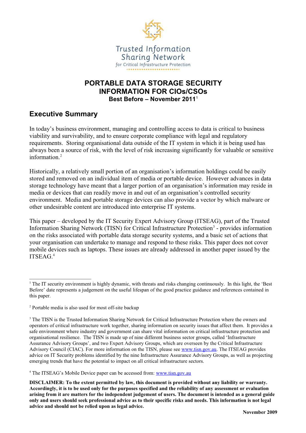 Portable Data Storage Device Security CIO Paper DOC 89KB