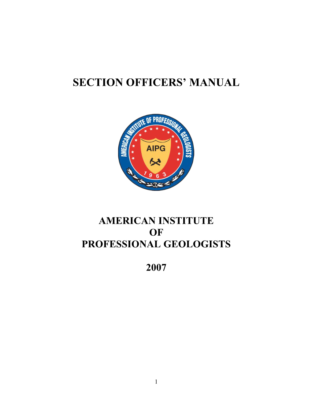 AIPG SECTION OFFICERS MANUAL V2007