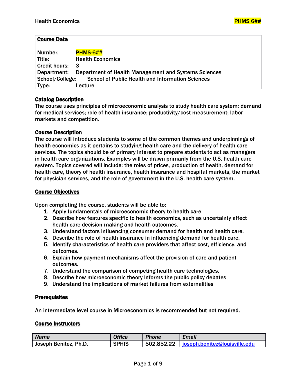 Course Syllabus (Approved) Template, Version 9