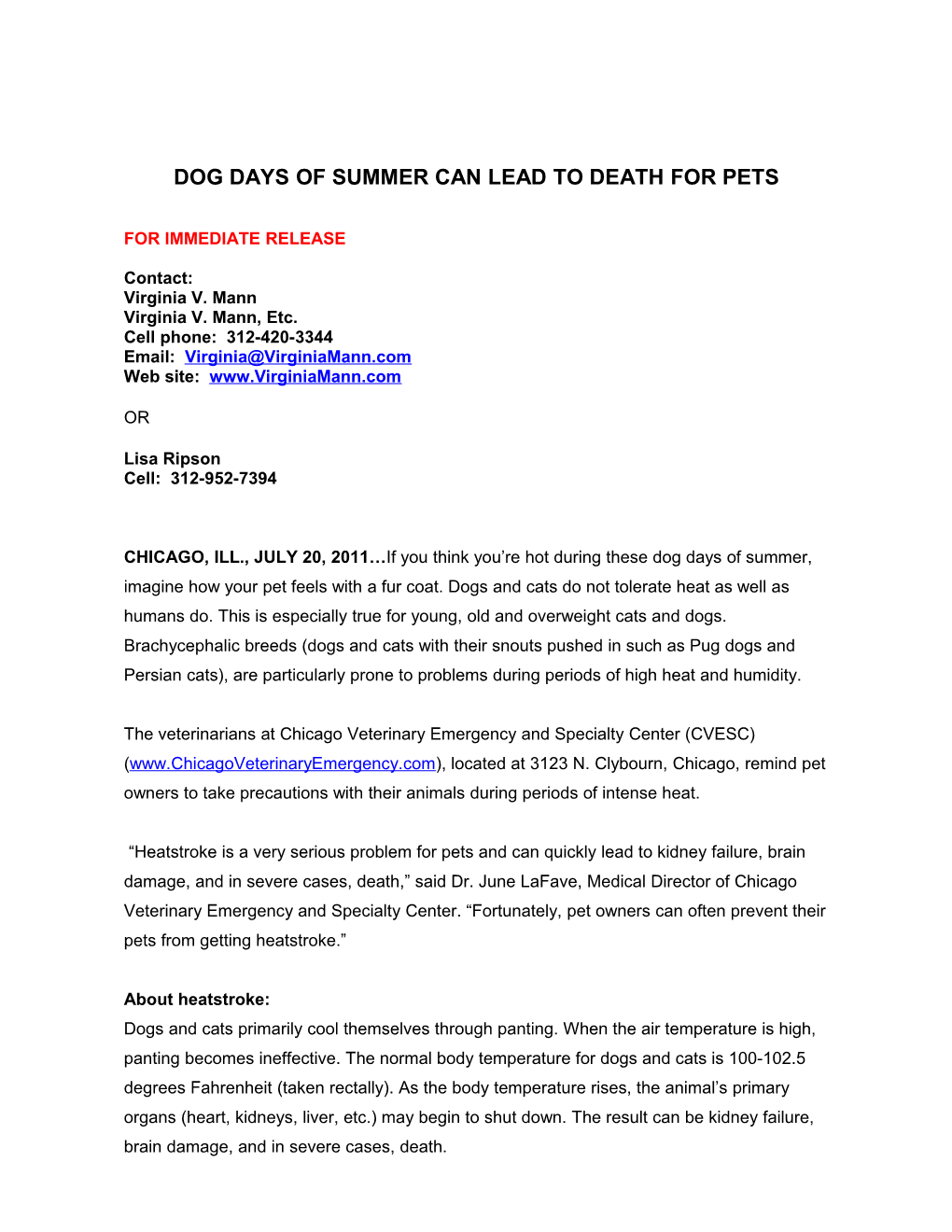 Dog Days of Summer Can Lead to Death for Pets