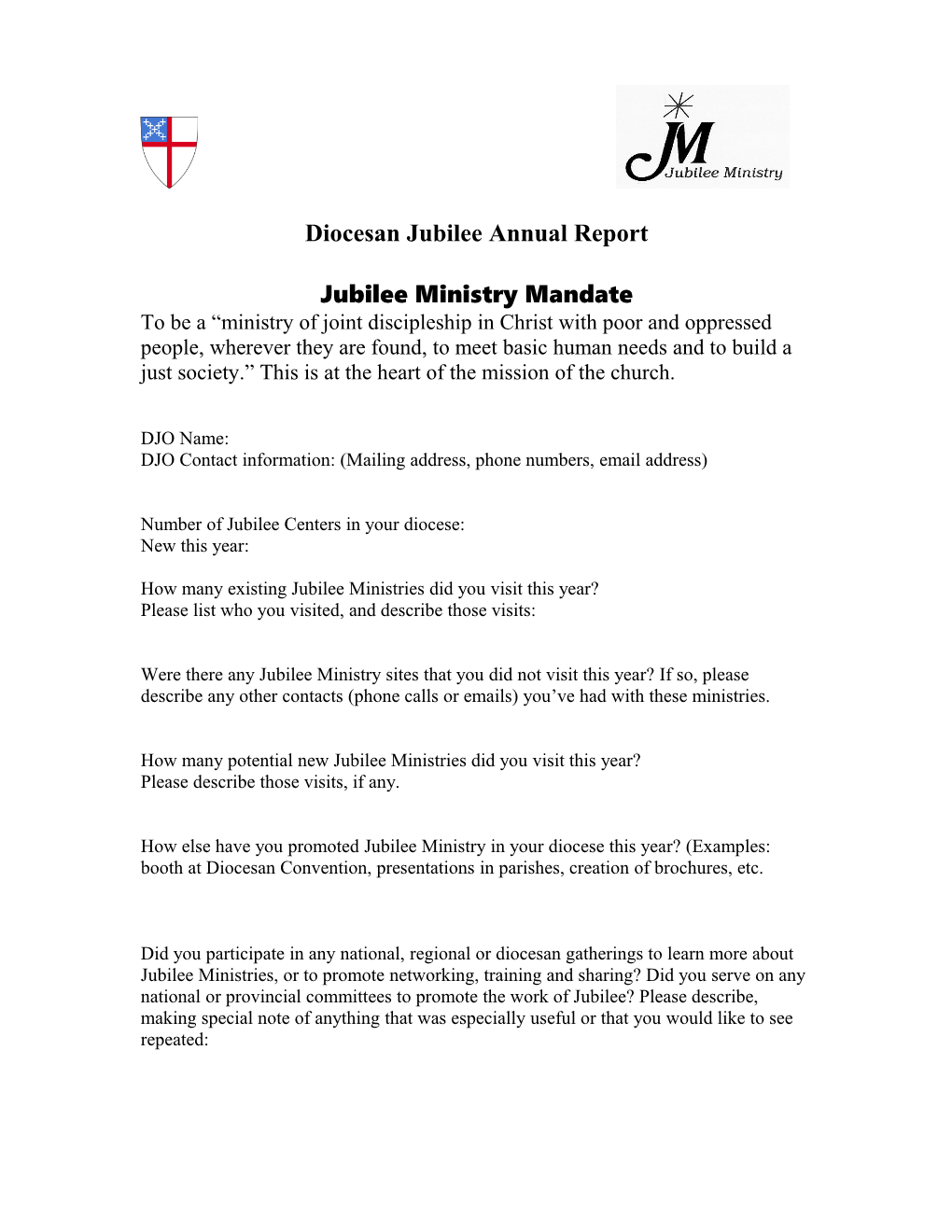 Diocesan Jubilee Annual Report