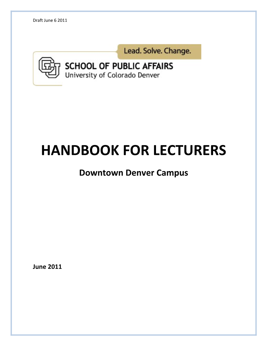 Handbook for Lecturers