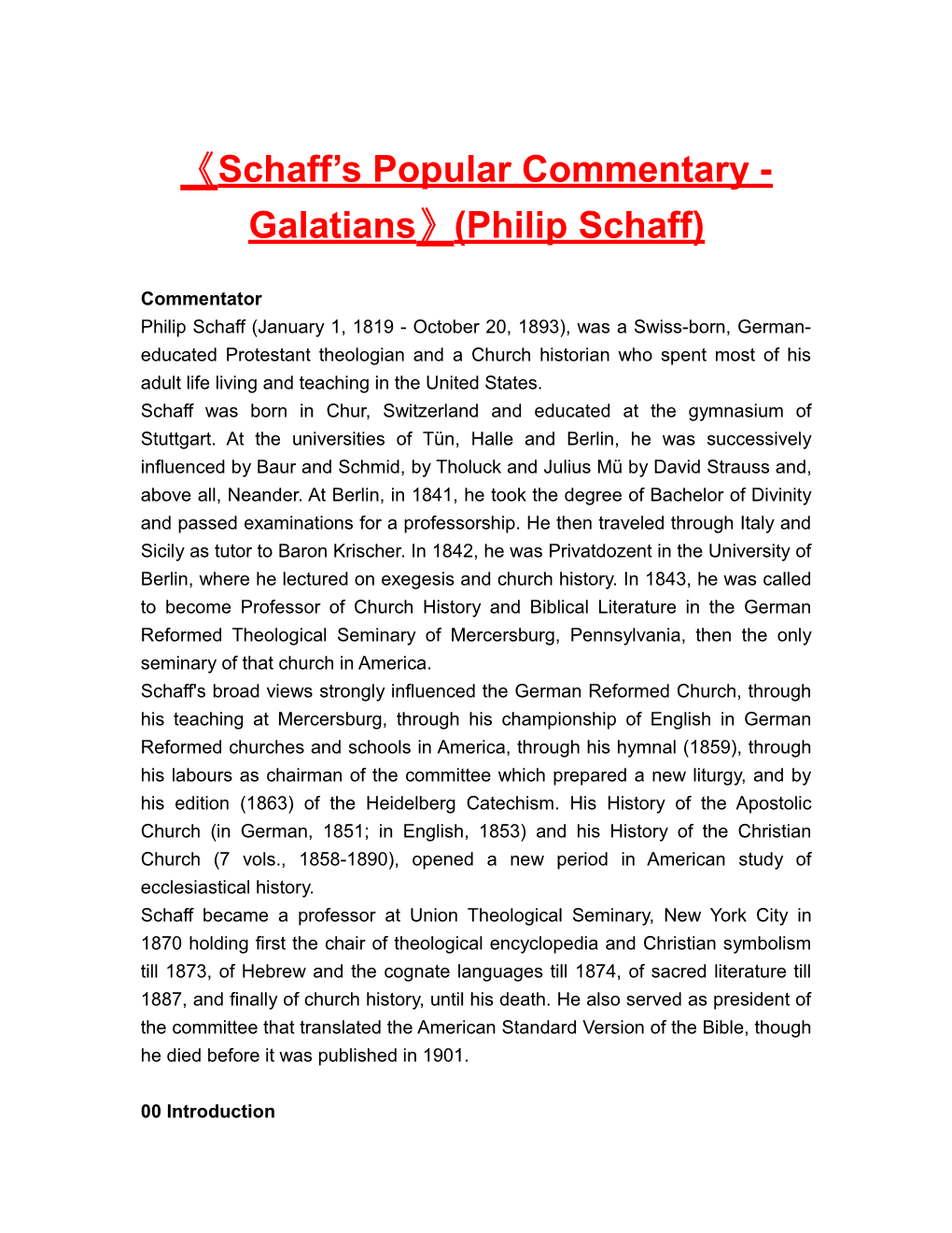 Schaff S Popular Commentary - Galatians (Philip Schaff)