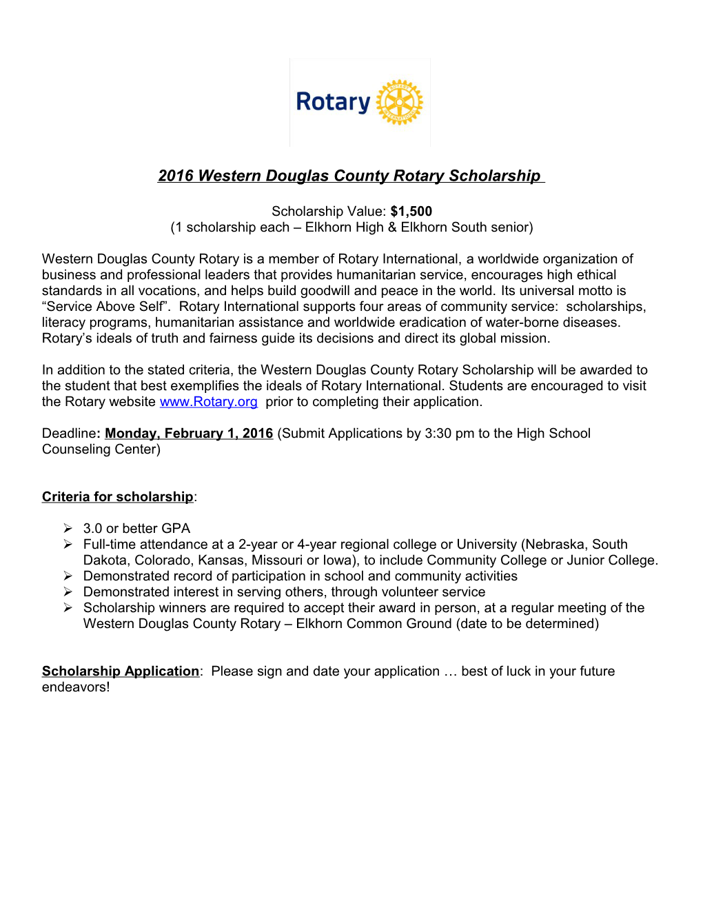 Elkhorn Woman S Club Scholarship Application