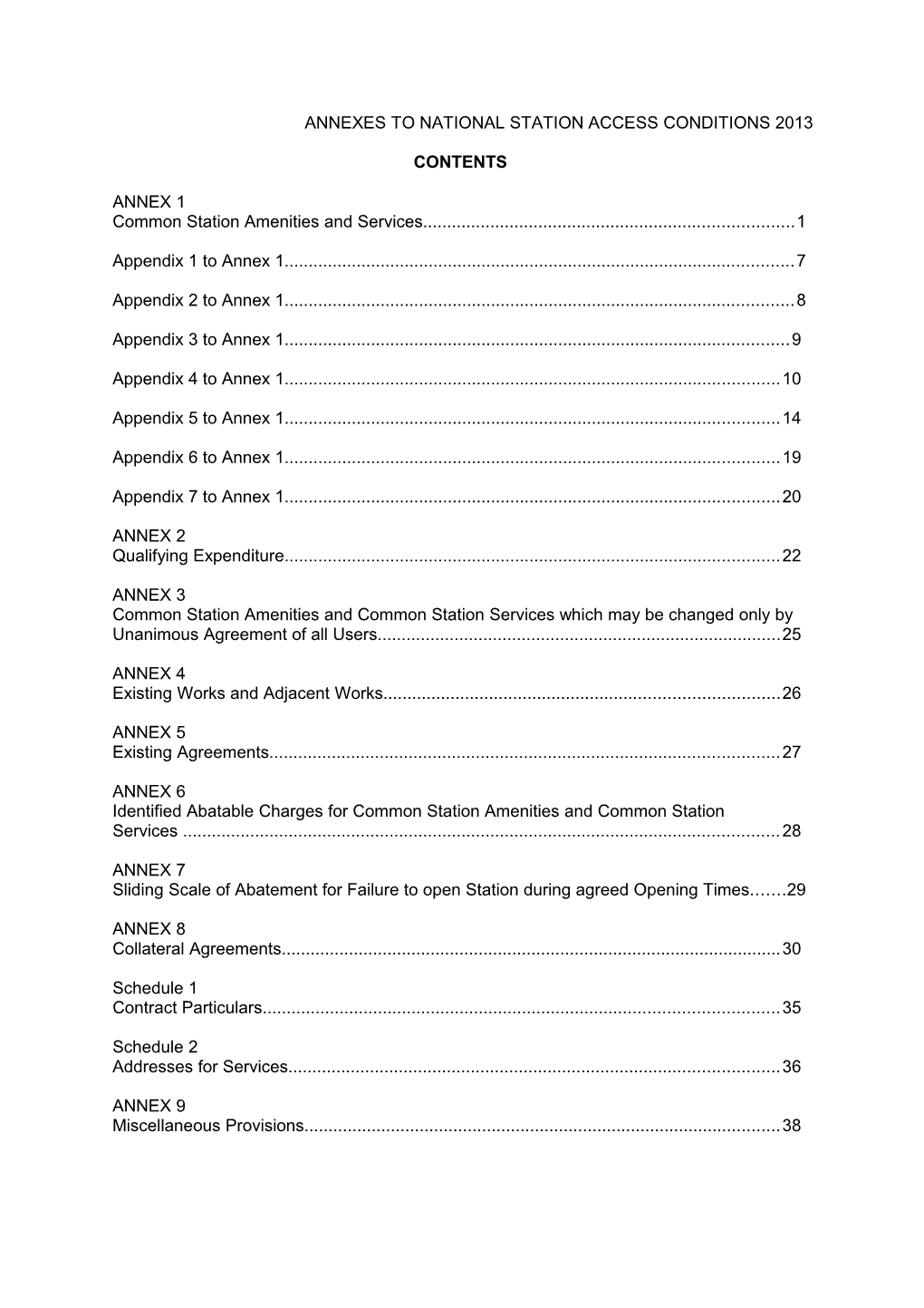 National Station Access Conditions Annexes 2013 (England and Wales)