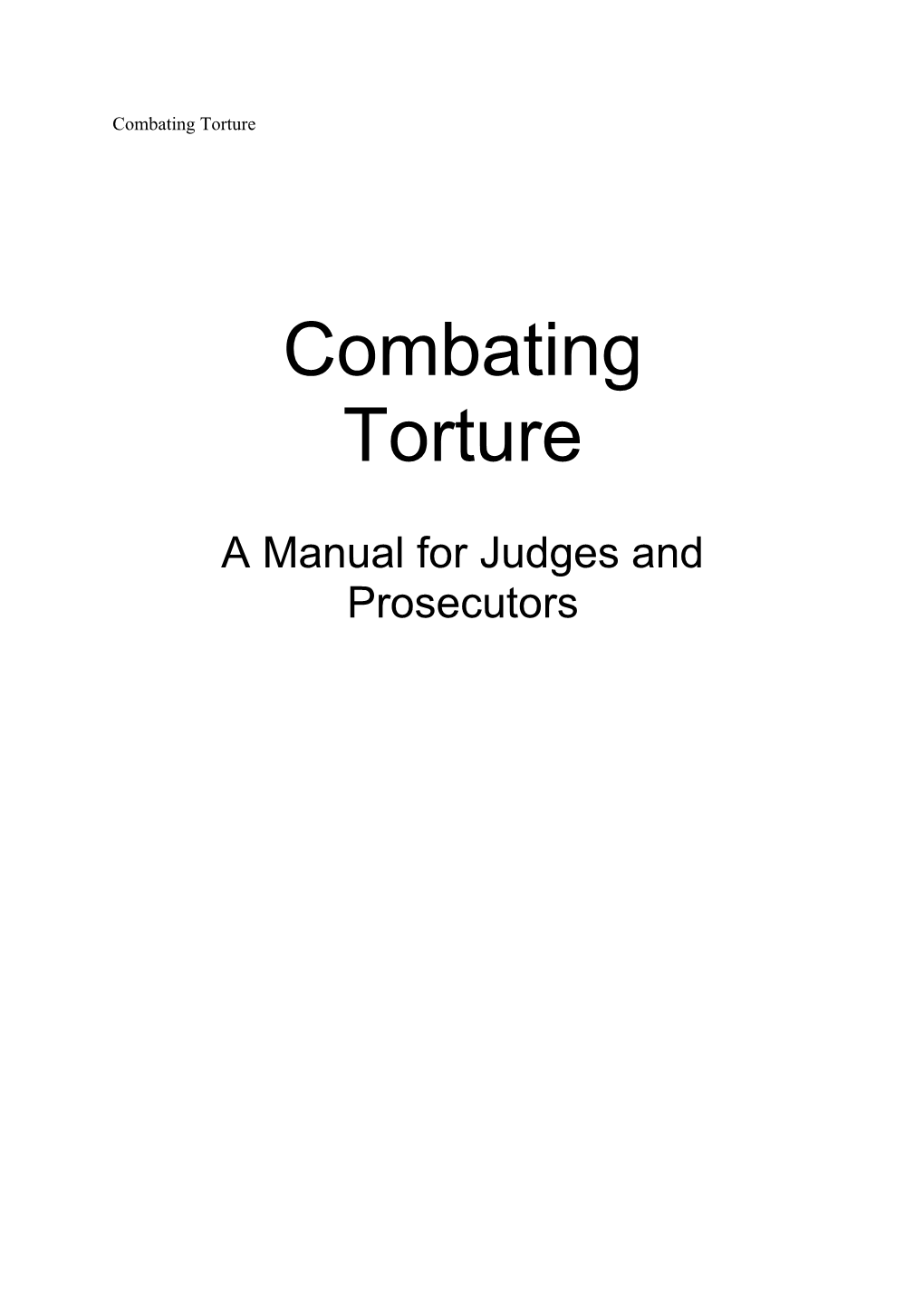 A Manual for Judges and Prosecutors
