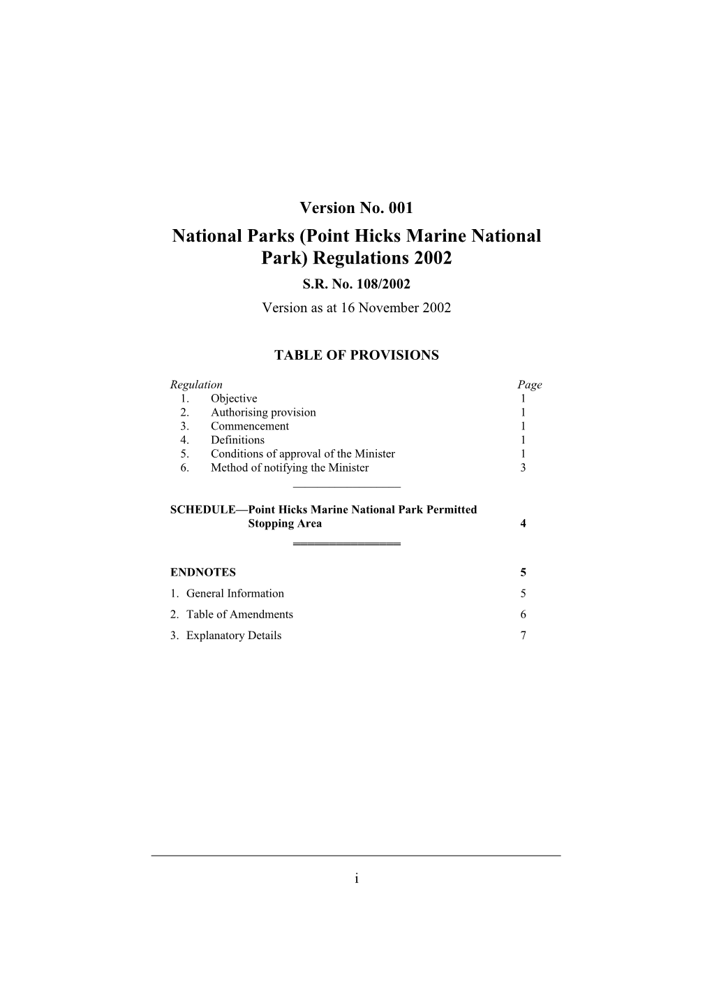National Parks (Point Hicks Marine National Park) Regulations 2002