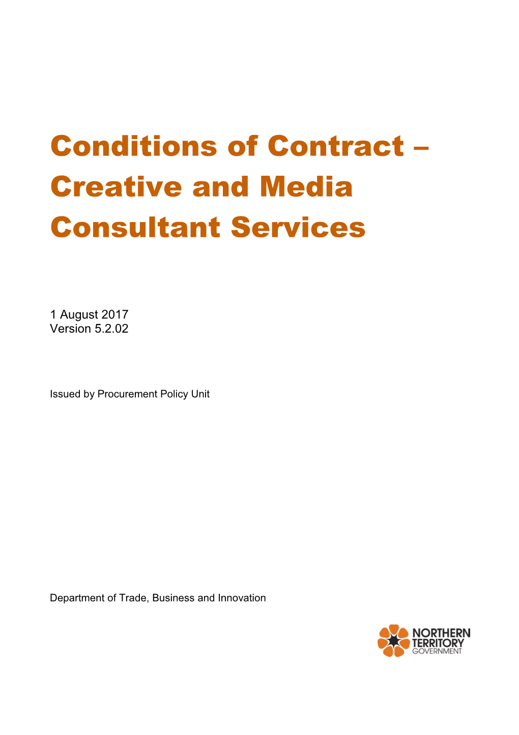 Conditions of Contract Creative and Media Consultant Services