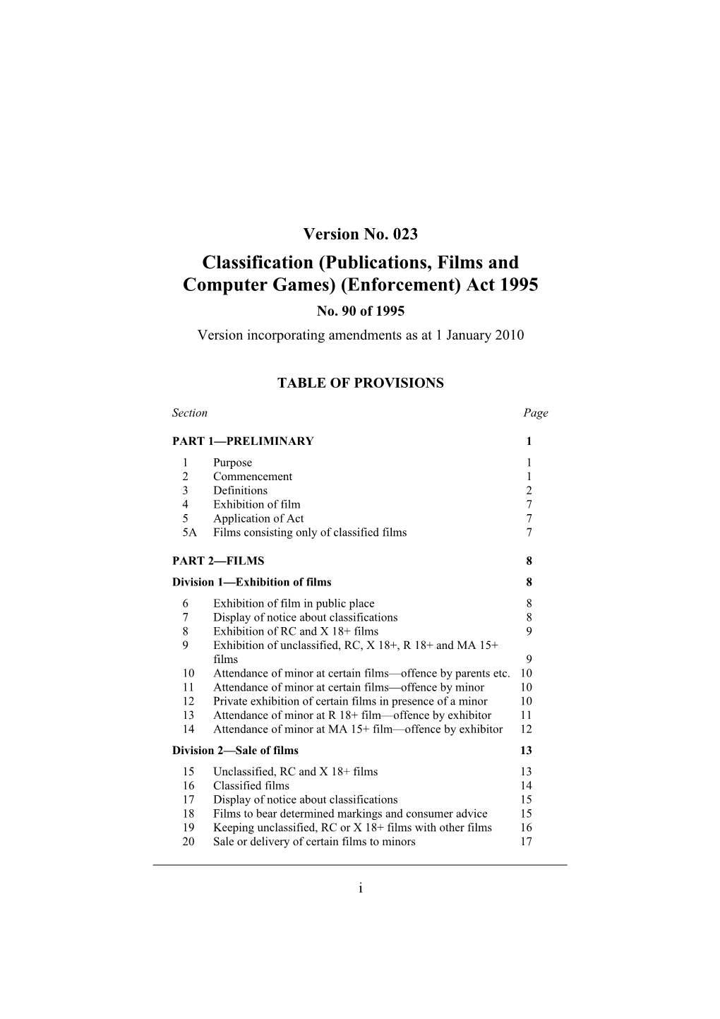 Classification (Publications, Films and Computer Games) (Enforcement) Act 1995