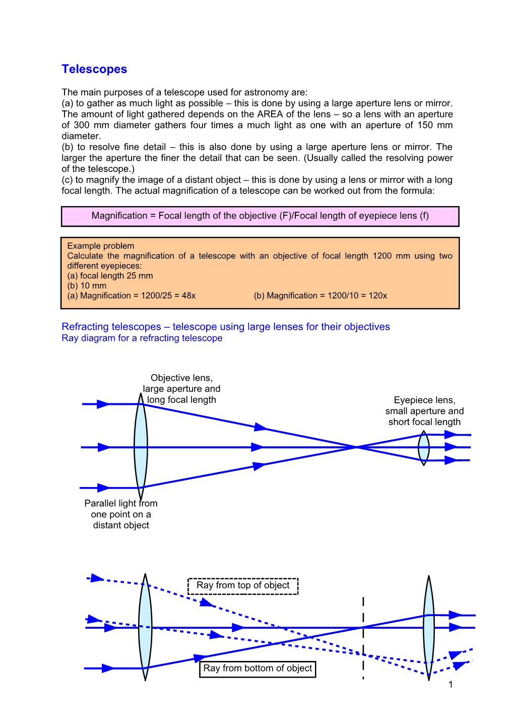 The Main Purposes of a Telescope Used for Astronomy Are