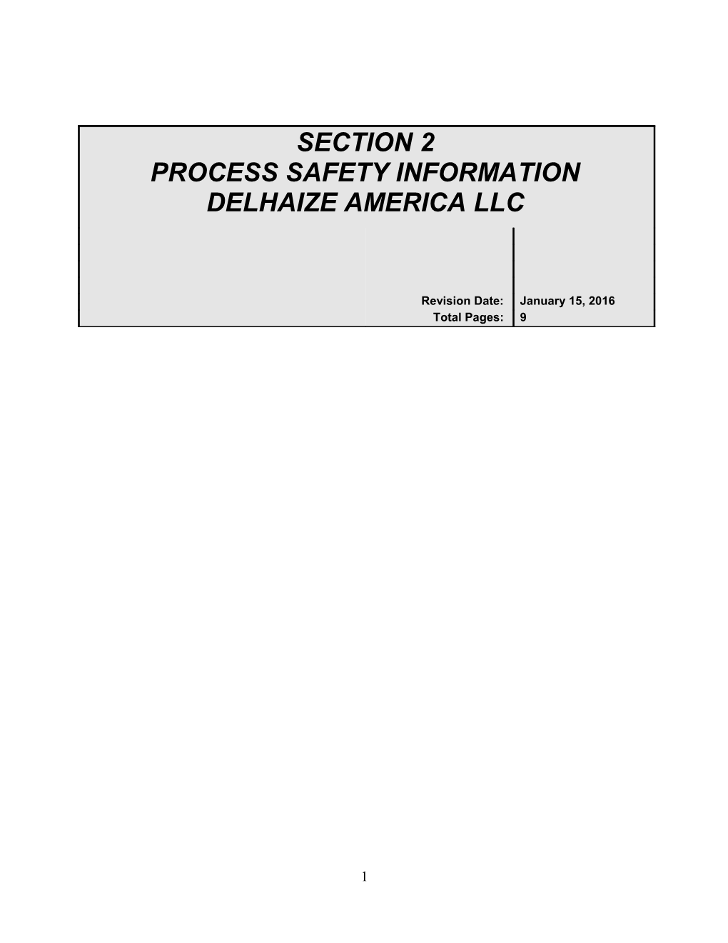 Process Safety Information