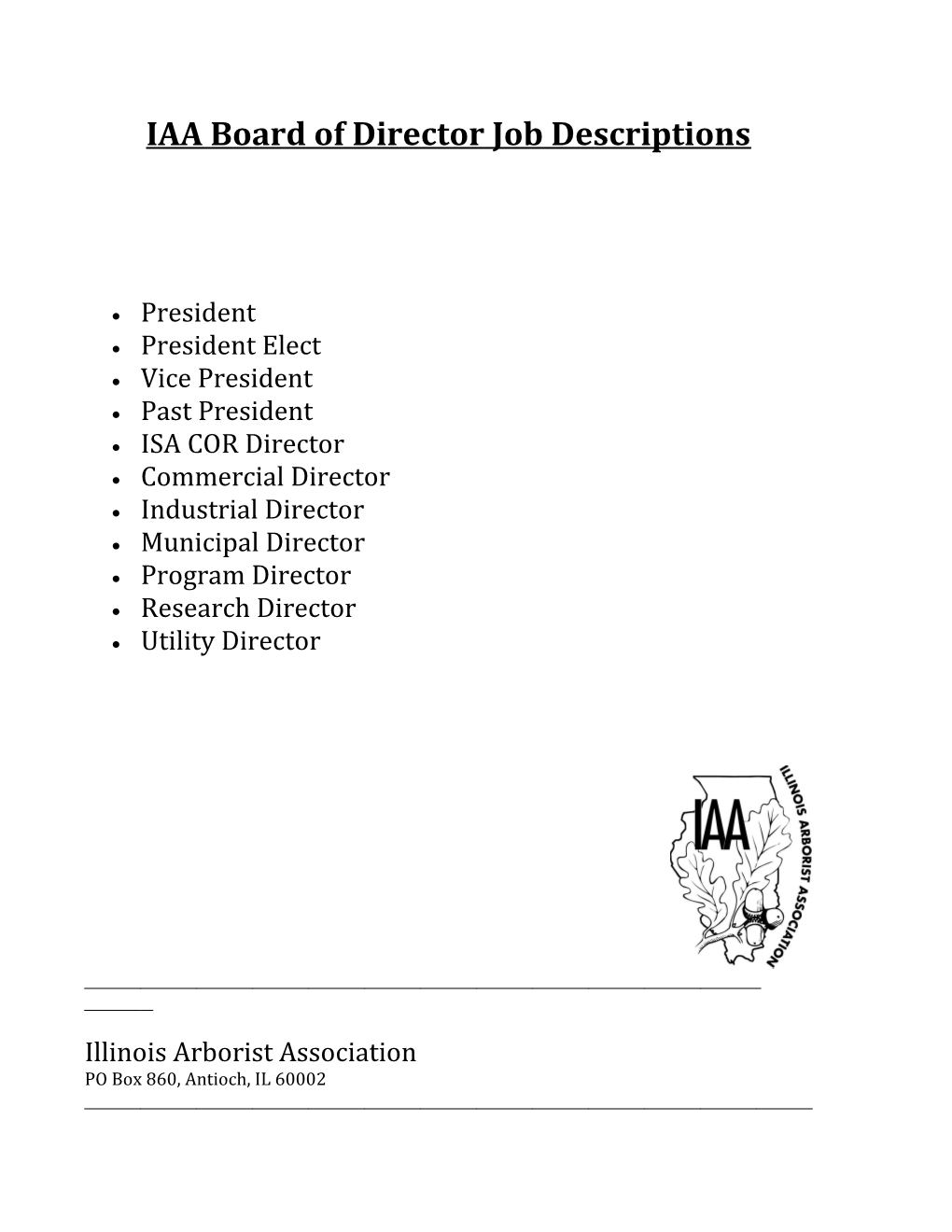 IAA Board of Director Job Descriptions