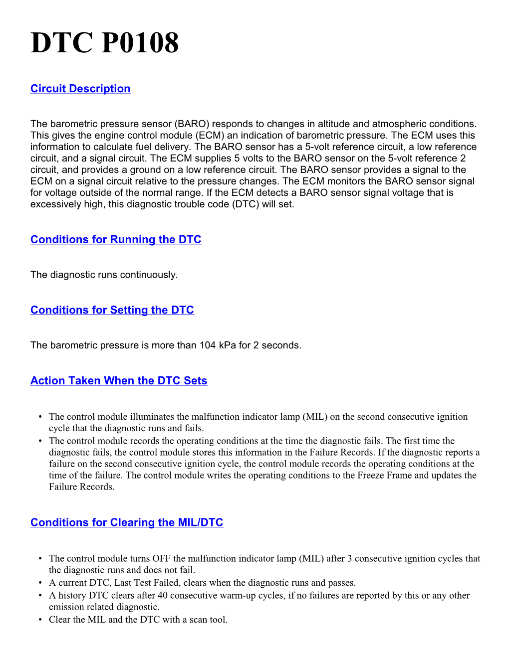 Conditions for Running the DTC