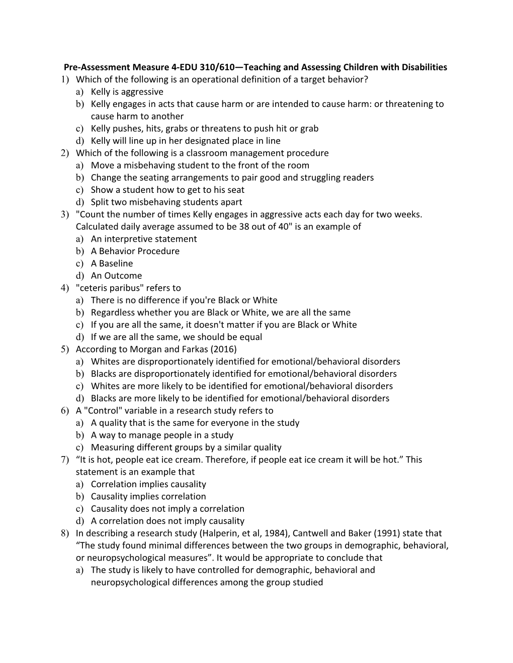 Pre-Assessmentmeasure 4-EDU310/610 Teachingandassessingchildrenwithdisabilities