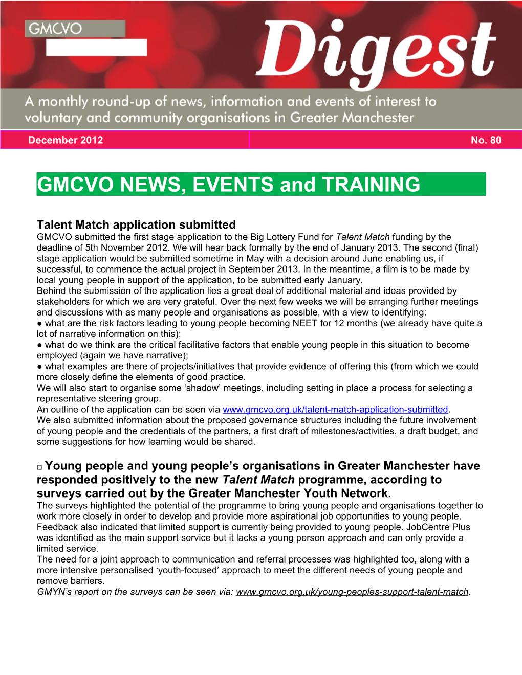 GMCVO NEWS, EVENTS and TRAINING