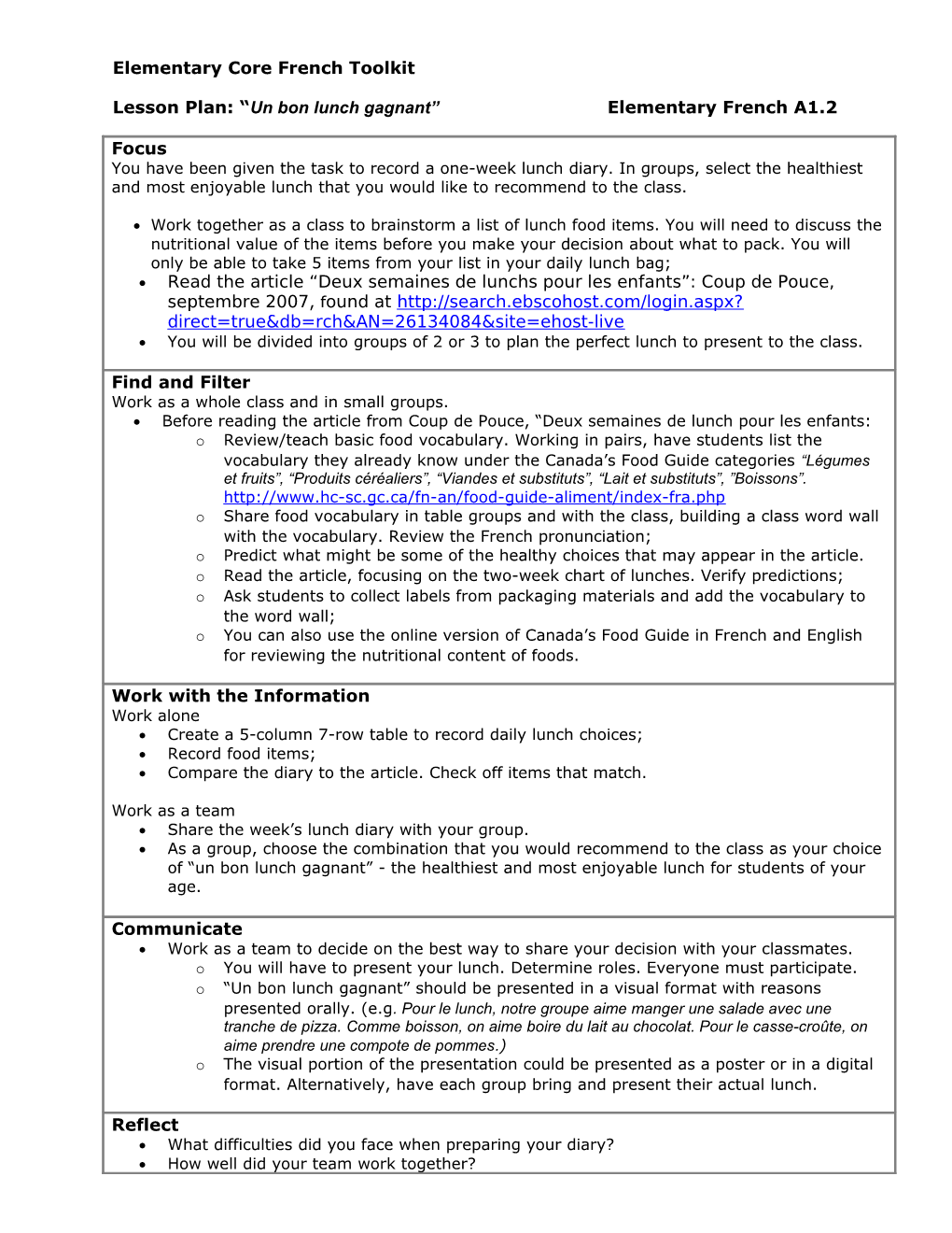 Lesson Plan: Survival Grades: 6