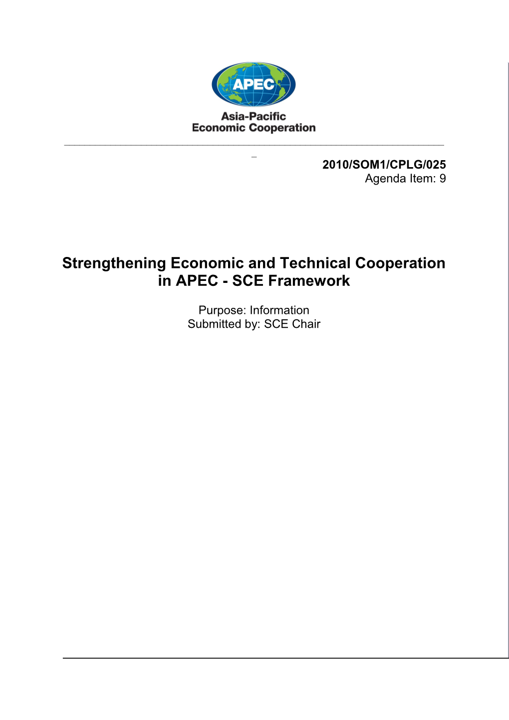 Strengthening Economic and Technical Cooperation in APEC