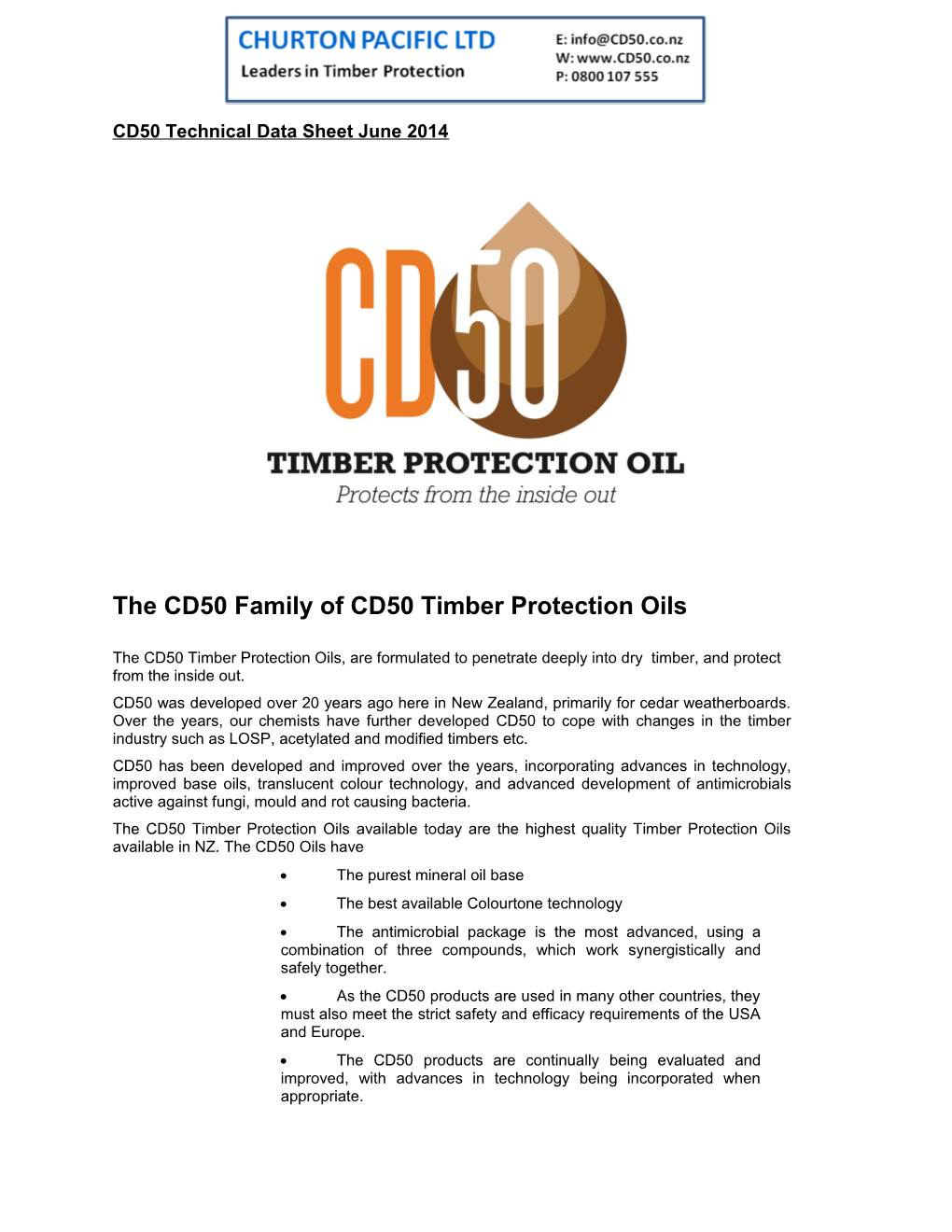 The CD50 Family of CD50 Timber Protection Oils