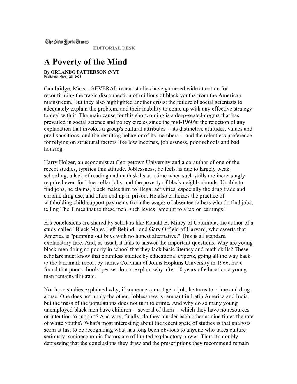 A Poverty of the Mind