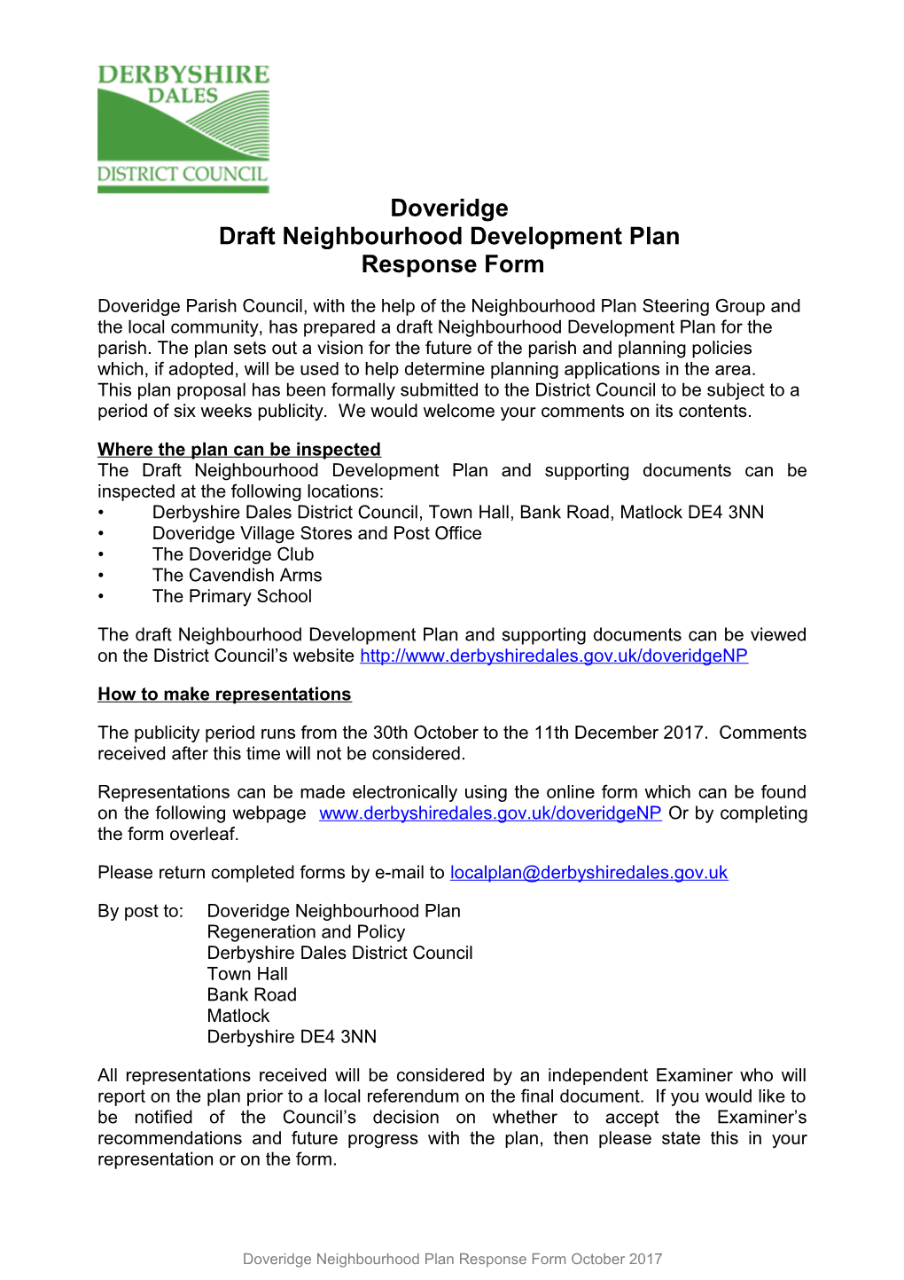 Draft Neighbourhood Development Plan