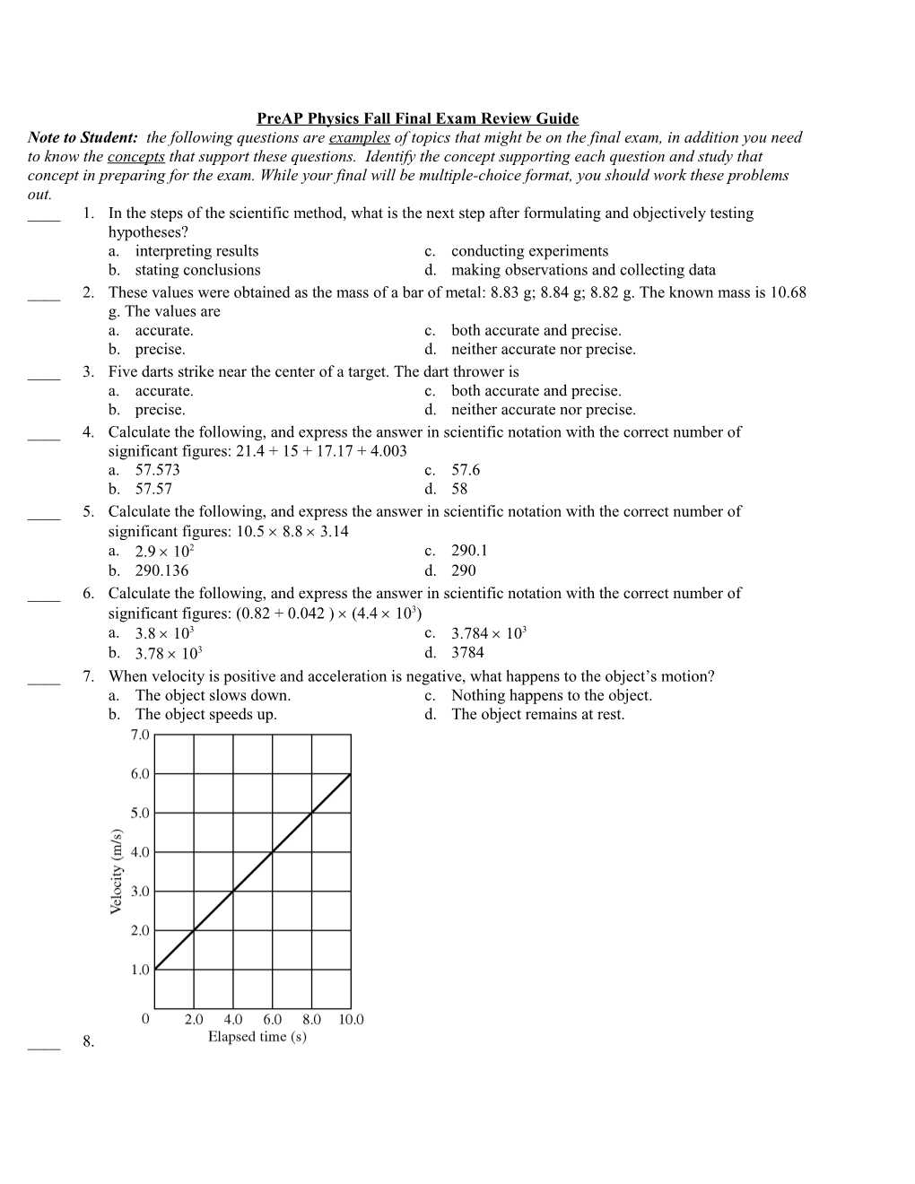 Mckinney ISD Physics Fall Review