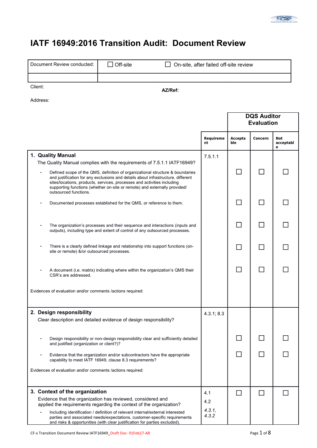 IATF16949:2016 Transition Audit: Document Review