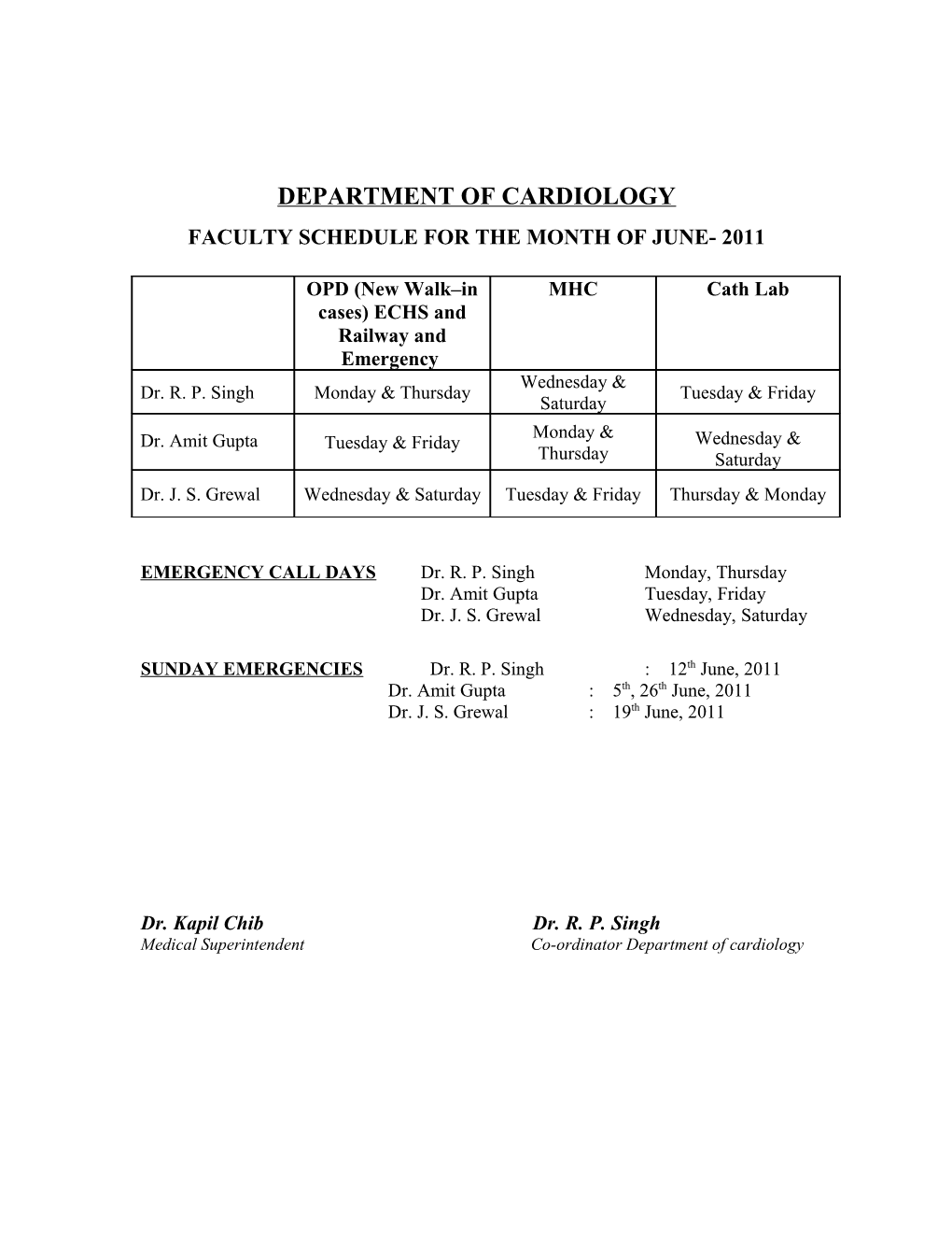 Department of Cardiology