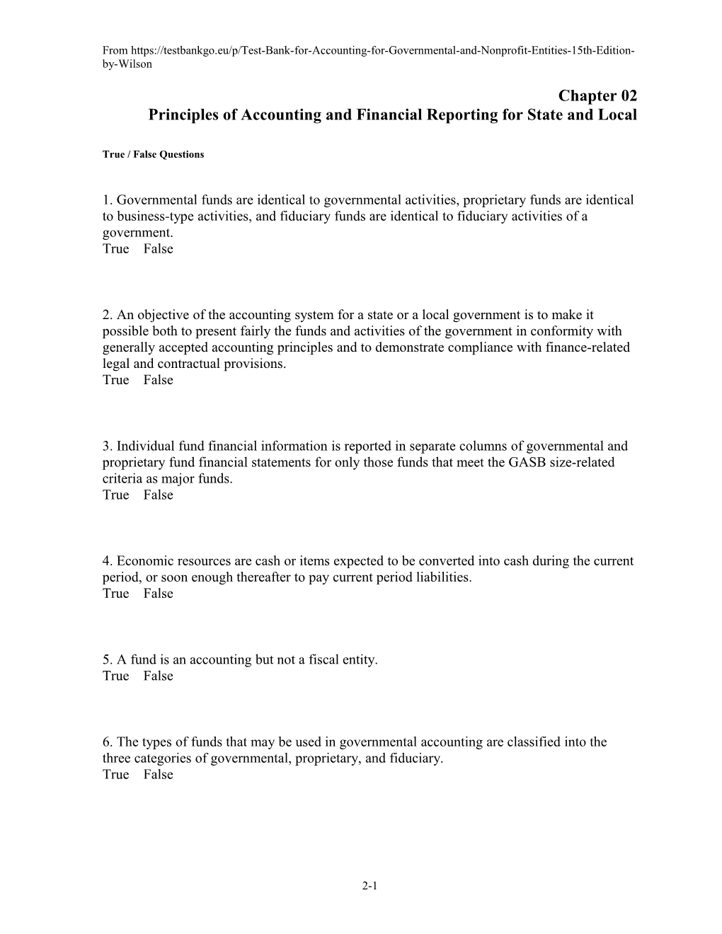 Chapter 02 Principles of Accounting and Financial Reporting for State and Local