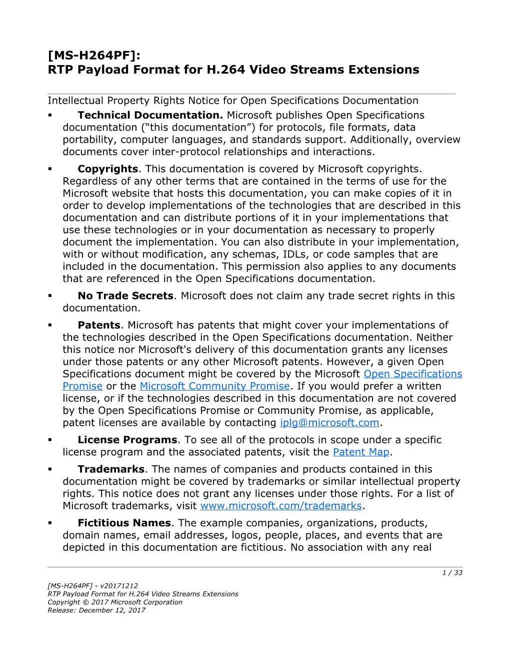 RTP Payload Format for H.264 Video Streams Extensions