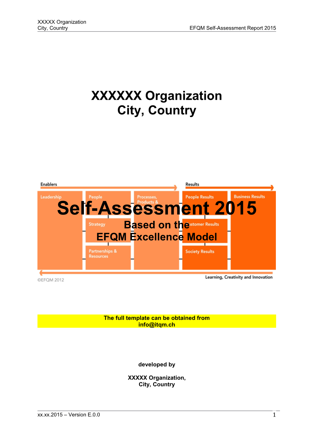 City, Countryefqm Self-Assessment Report 2015