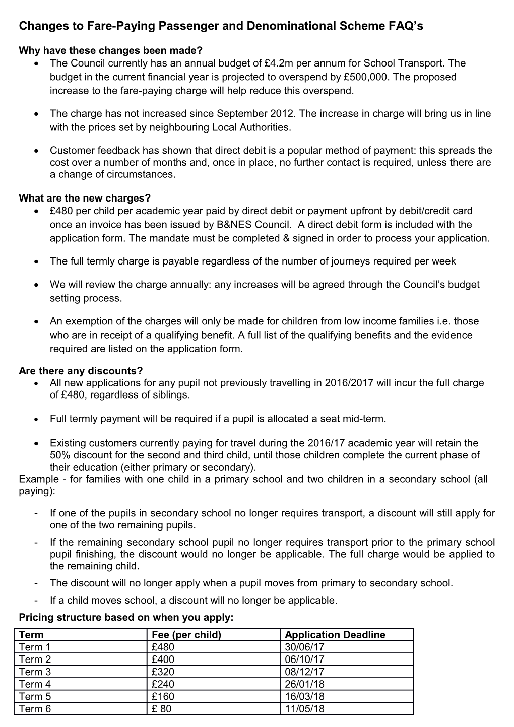 Changes to Fare-Paying Passenger and Denominational Scheme FAQ S