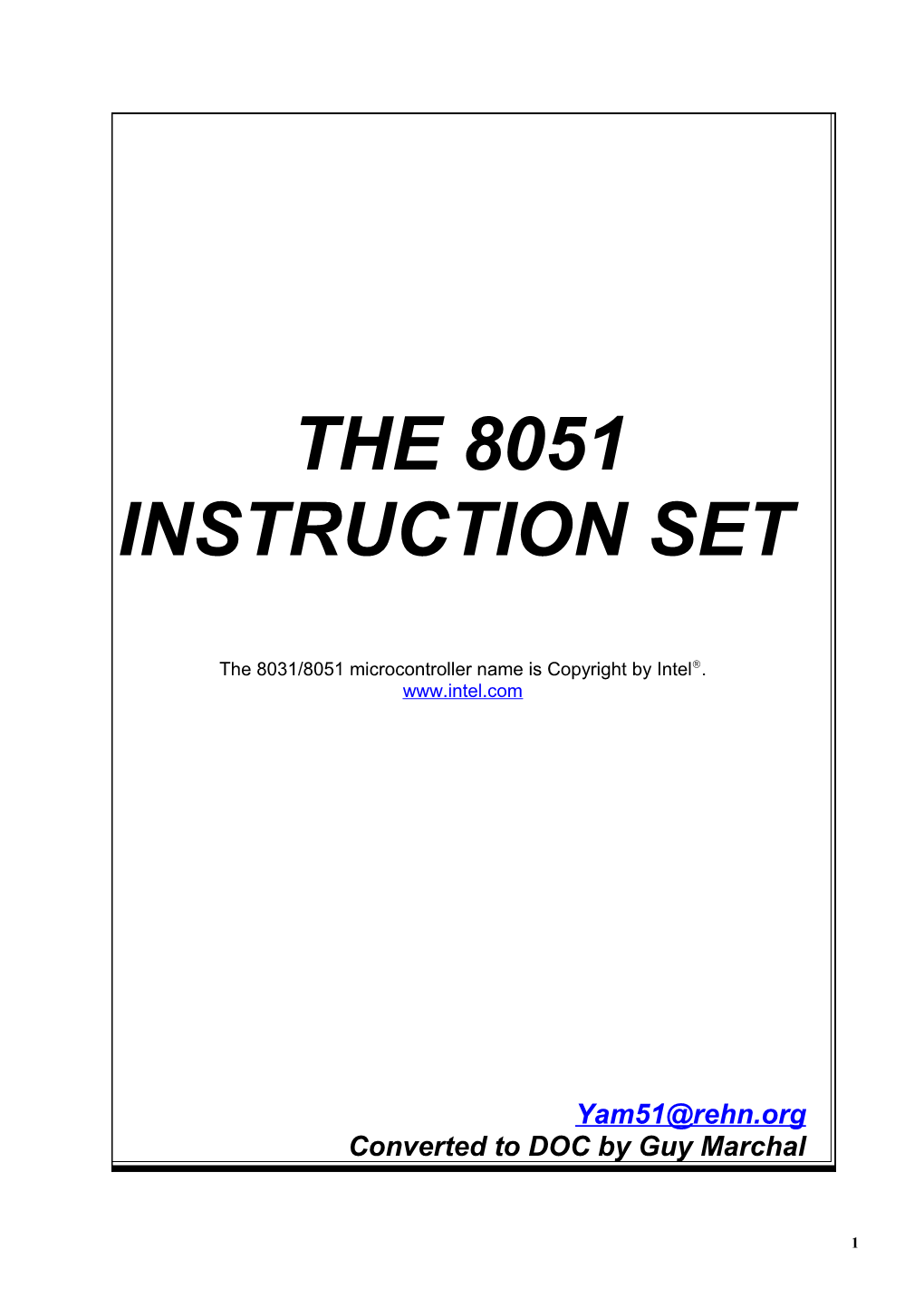 The 8051 Instruction Set