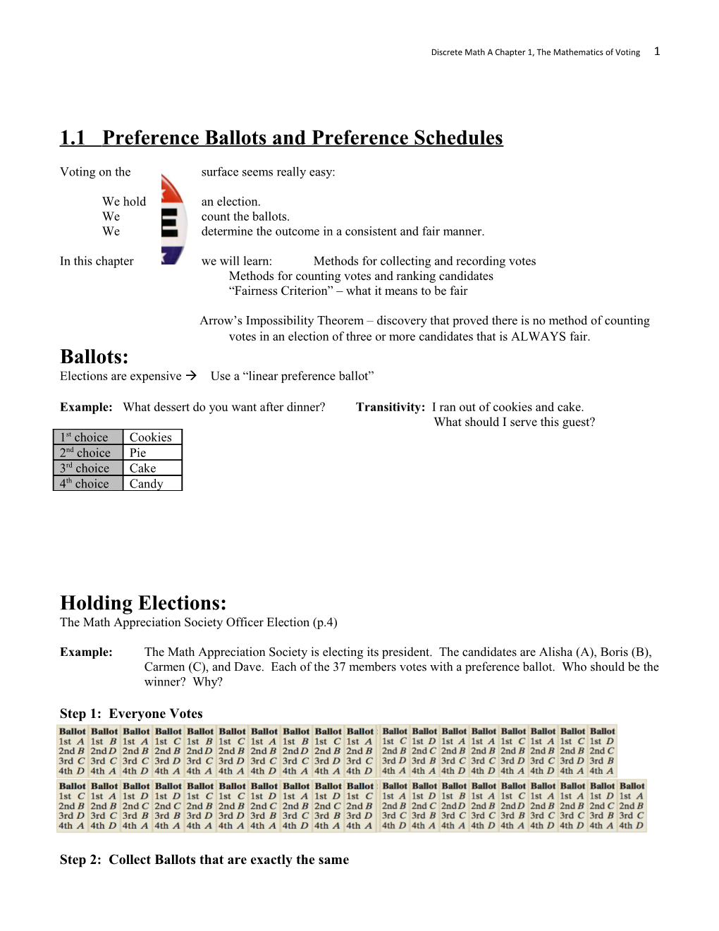 1.1Preference Ballots and Preference Schedules