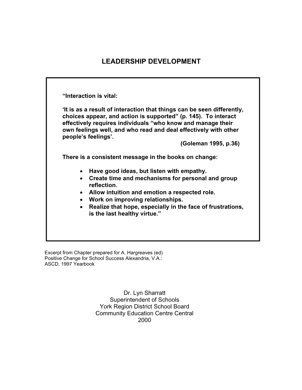 Leadership in the York Region District School Board