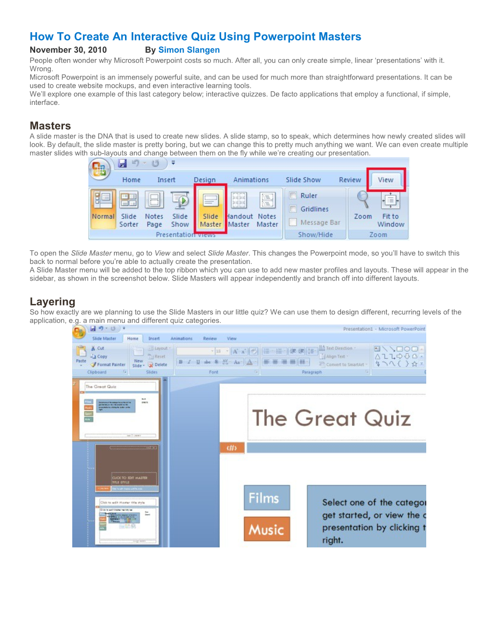 How to Create an Interactive Quiz Using Powerpoint Masters