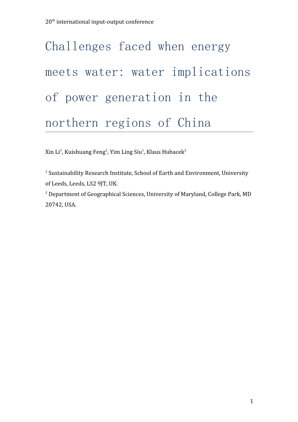 Challenges Faced When Energy Meets Water: Water Implications of Power Generation in The