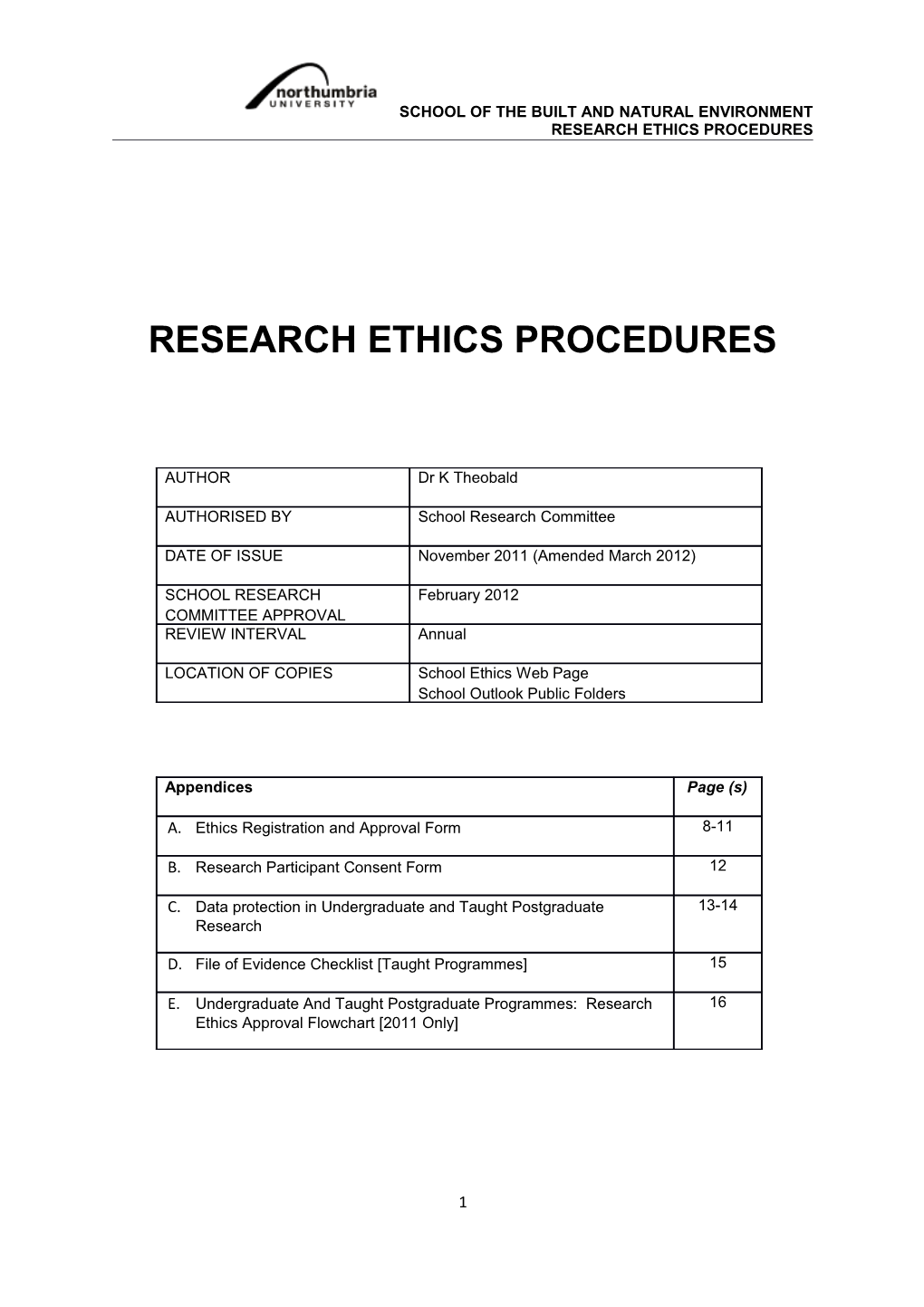 Research Ethics Procedures