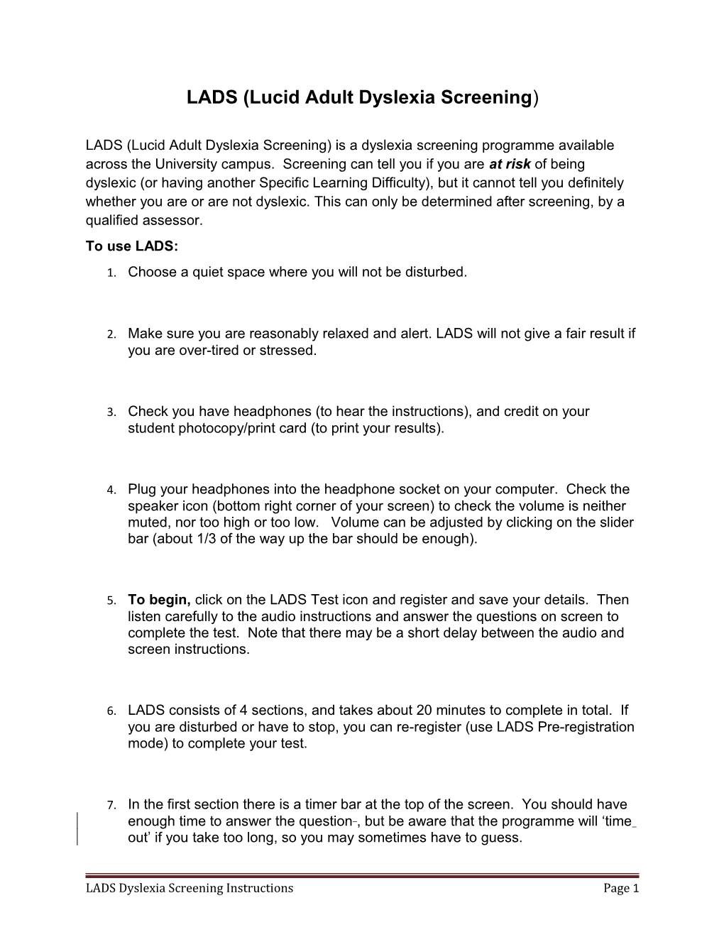 LADS Network Version Draft Instructions